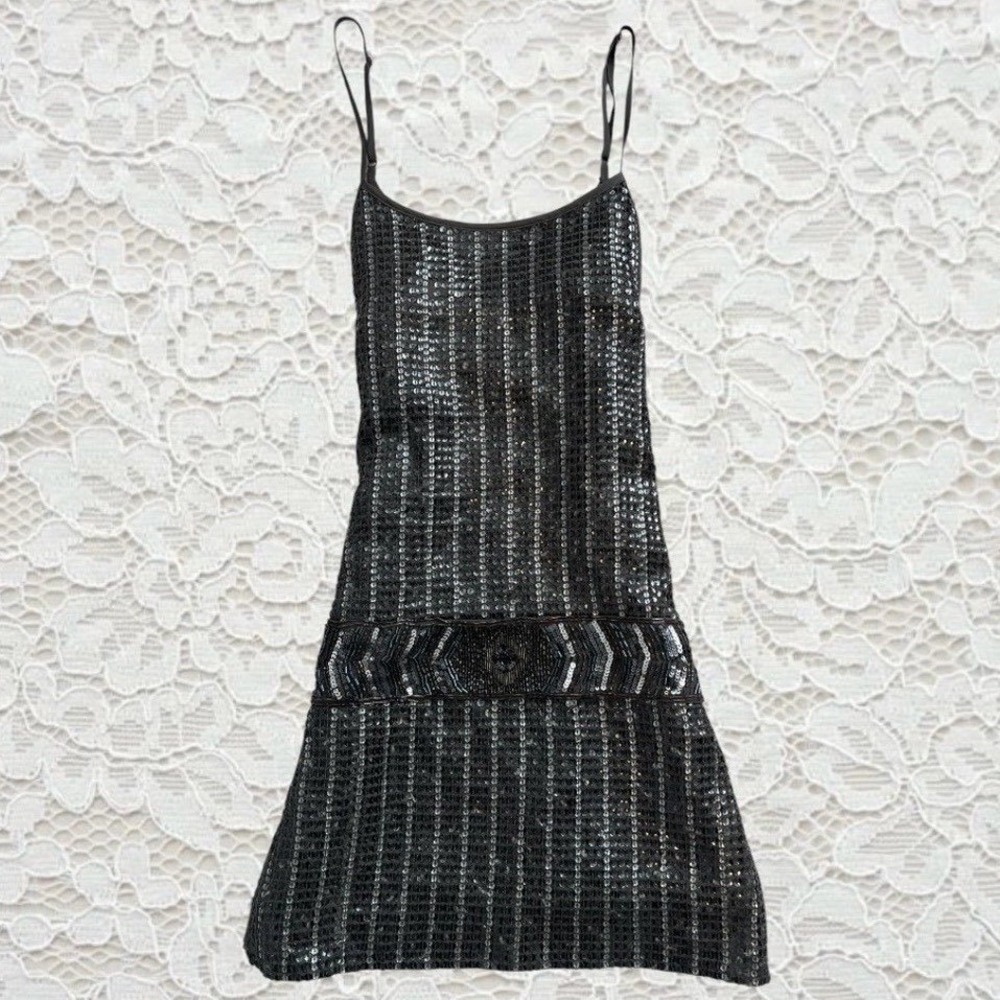 vintage forever 21‎ grey sequin beaded
mini dress